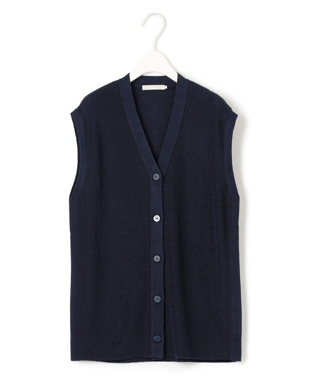 ICB 【洗える】 リネンブレンドシャイン ベスト ネイビー系