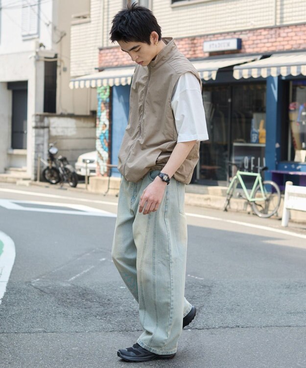 WEGO 【SMLサイズ展開】イージー3Dバレルレッグデニムパンツ デニム淡色