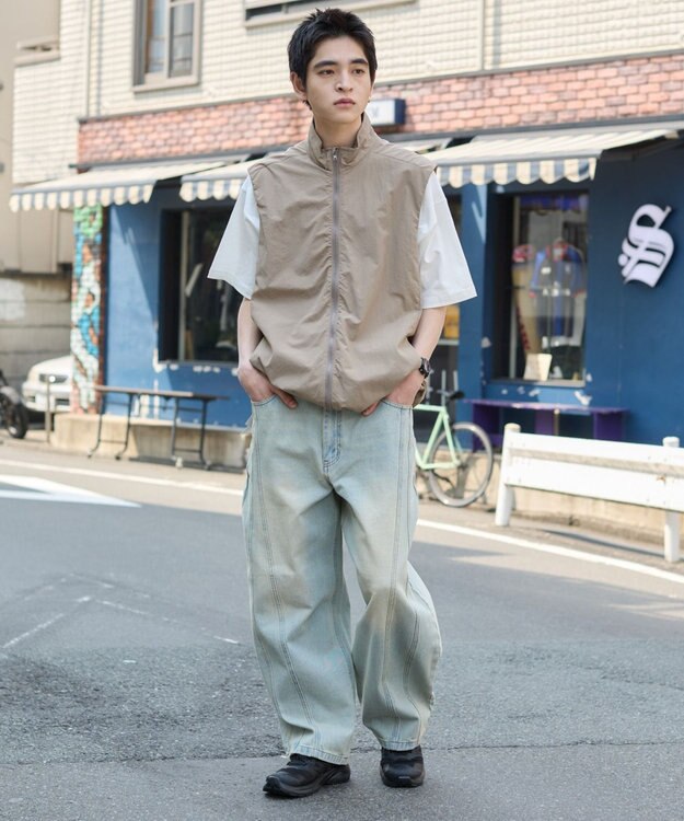 WEGO 【SMLサイズ展開】イージー3Dバレルレッグデニムパンツ デニム淡色