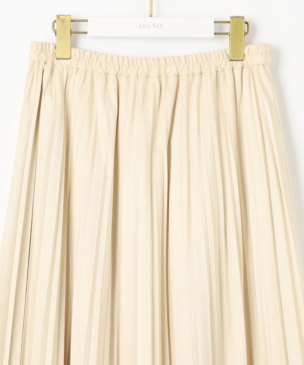 ANY SIS 【洗える・2SET】ボリューム ニット × スエードライク スカート セット レッド×ライトベージュ