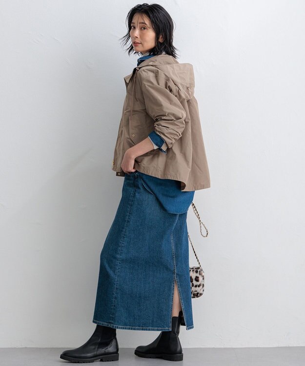 23区 S 【撥水加工/洗える】ブライトタフタ マウンテンパーカー モカ系