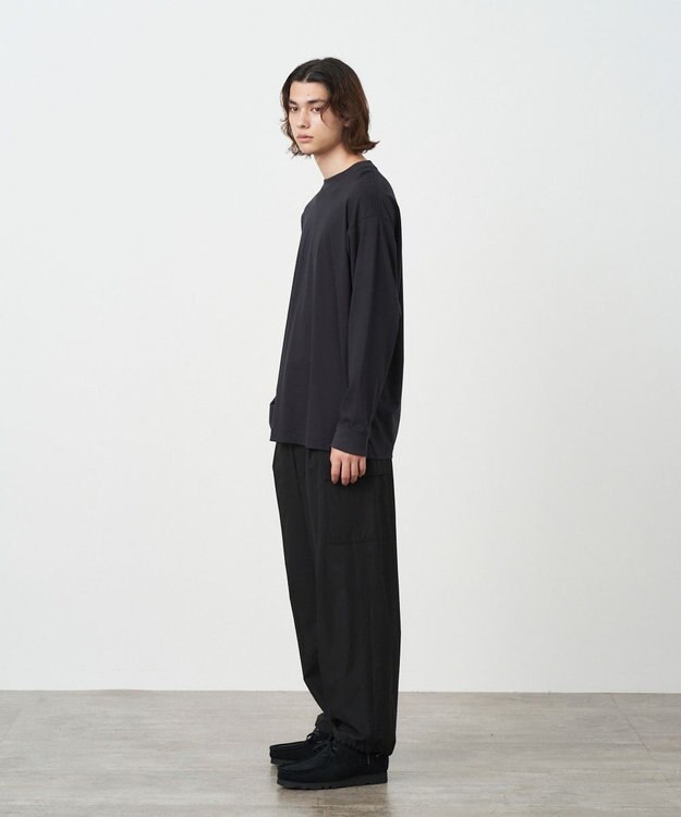 ATON 48/2 NATURAL DYE COTTON | オーバーサイズ L/S Tシャツ - UNISEX BLACK