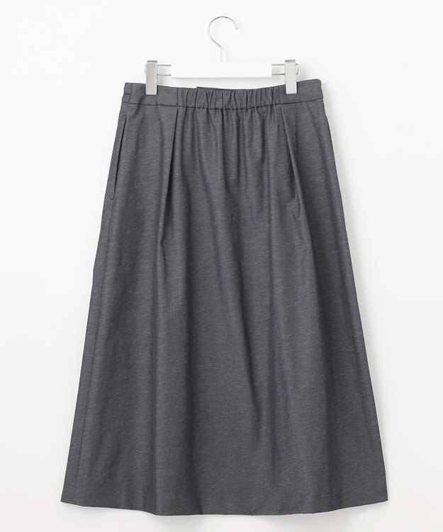 J.PRESS LADIES L 【洗える・吸水速乾・接触冷感】リネンツイル スカート ブラックシャンブレー系