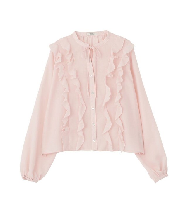 earth music&ecology フリルリボンブラウス Pink