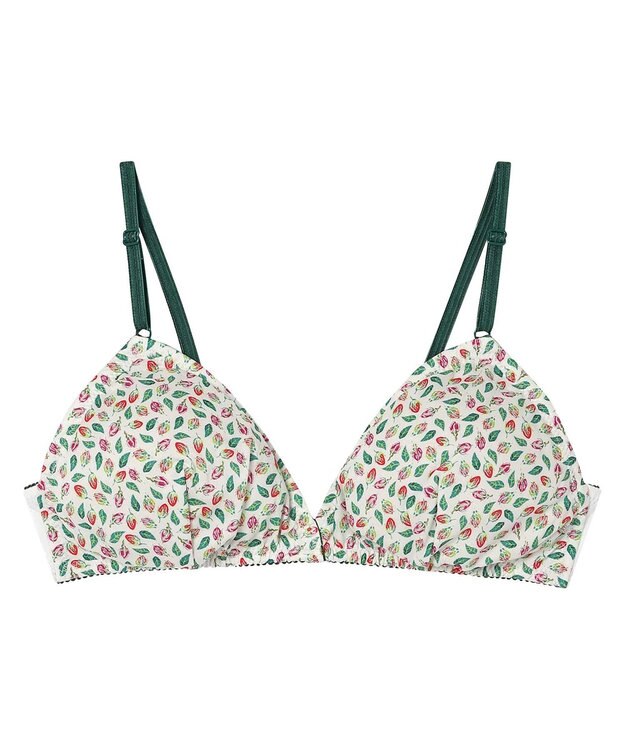 une nana cool MADE WITH LIBERTY FABRIC 【綿混】三角ノンワイヤーブラ オフホワイト