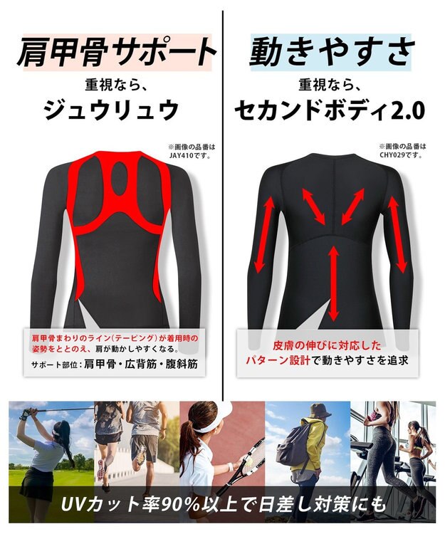 CW-X 【WOMEN】 CW-X 機能性トップス 【JYURYU TOP】 丸首 長袖 肩が動かしやすくなる 運動時の疲労を軽減 ゴルフ 球技 マラソン JAY410 /ワコール ブラック