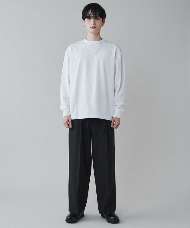 WEGO トロミ　ベルト付きワイドスラックス ブラック