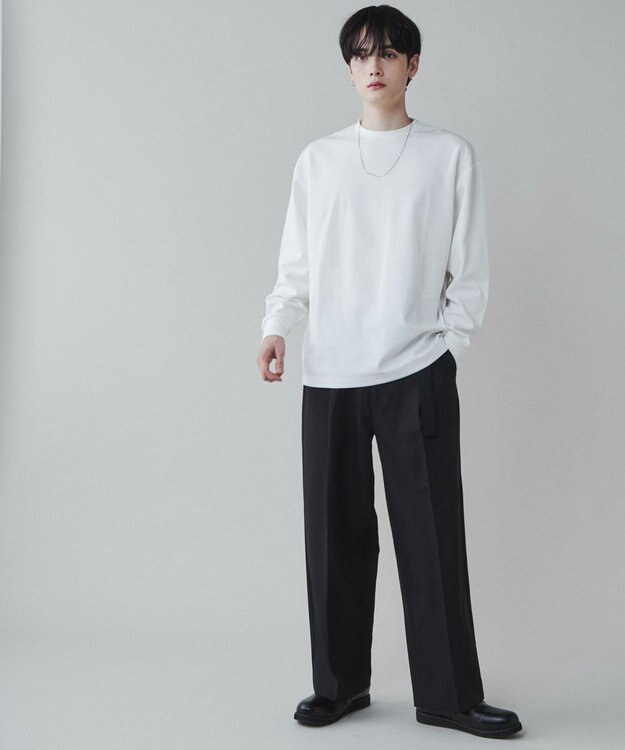 WEGO トロミ　ベルト付きワイドスラックス ブラック