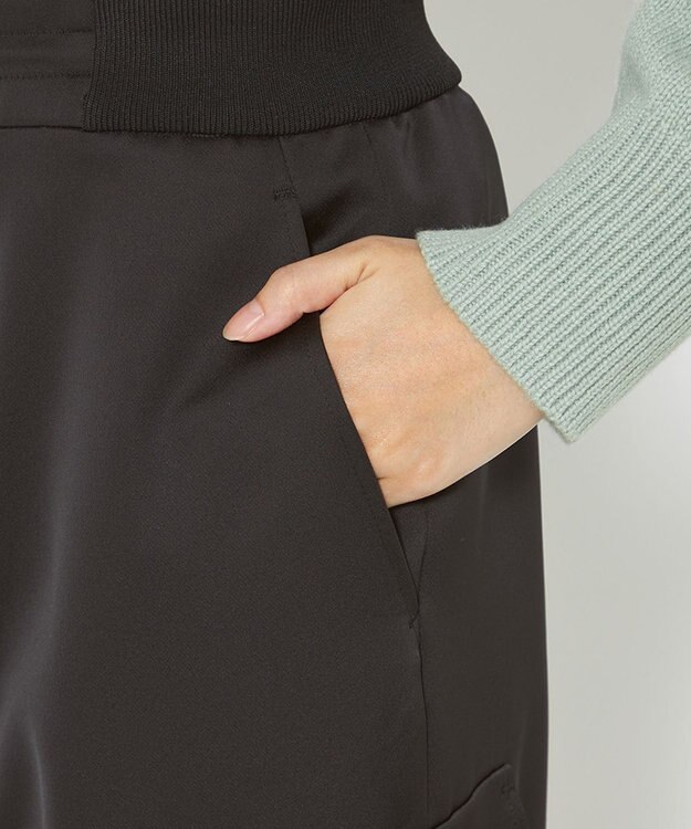 uncrave 【洗濯機洗い可】サテン イージーカーゴパンツ（uncrave WHITE） ブラック