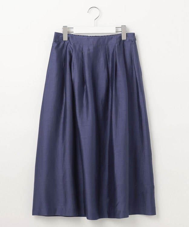 J.PRESS LADIES 【洗える】シアーソフトカールマイヤー タック スカート ブルー系