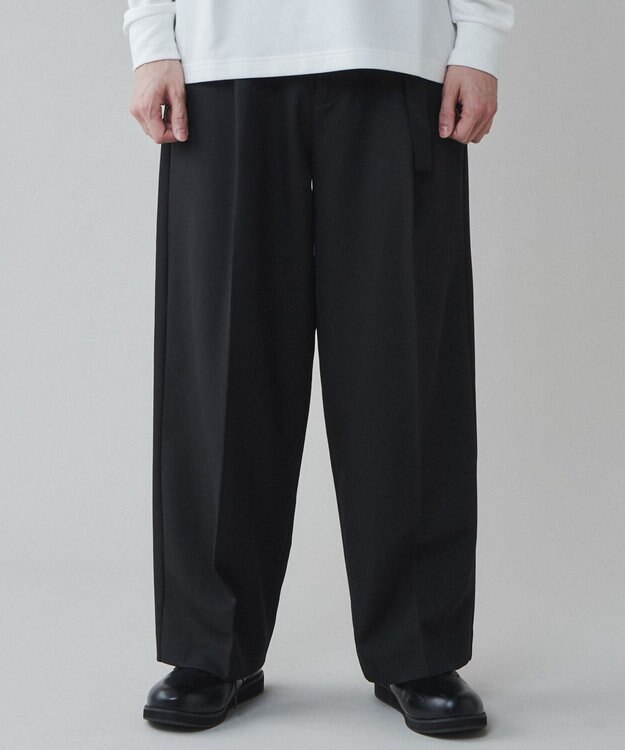 WEGO トロミ　ベルト付きワイドスラックス ブラック