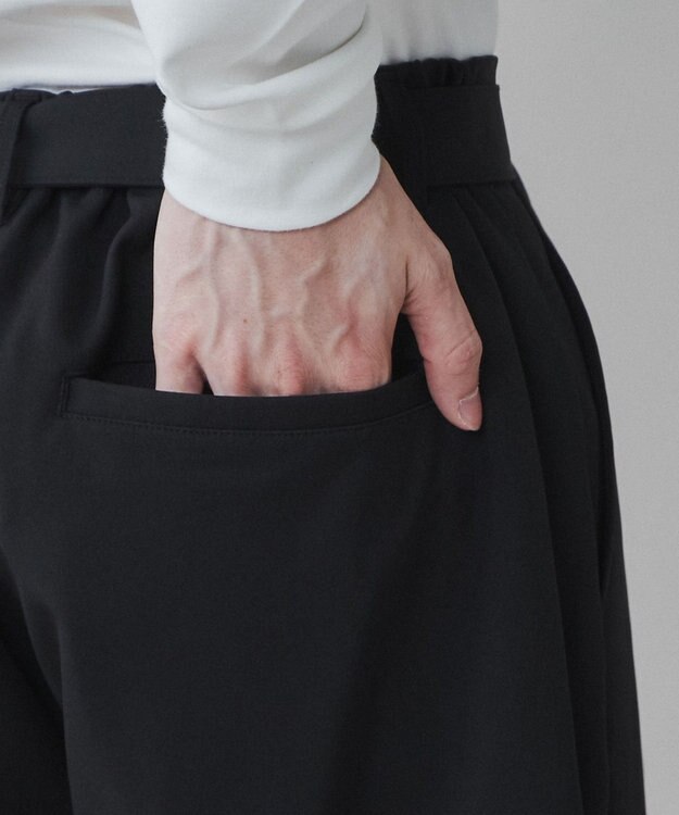 WEGO トロミ　ベルト付きワイドスラックス ブラック