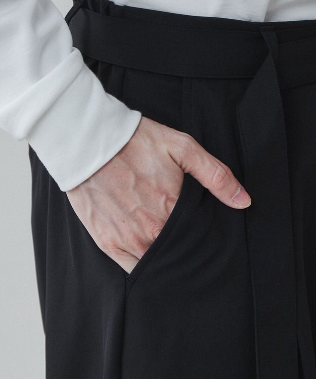 WEGO トロミ　ベルト付きワイドスラックス ブラック