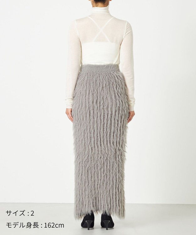 NAVE 【ReNAVE・洗える】メルティーシャギーニット スカート ライトグレー系