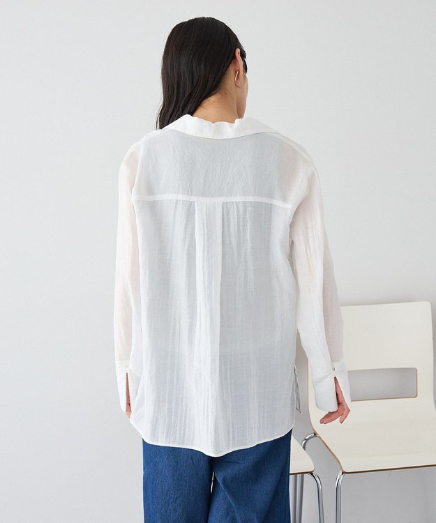 CRAFT STANDARD BOUTIQUE シアーオープンカラーシャツ White