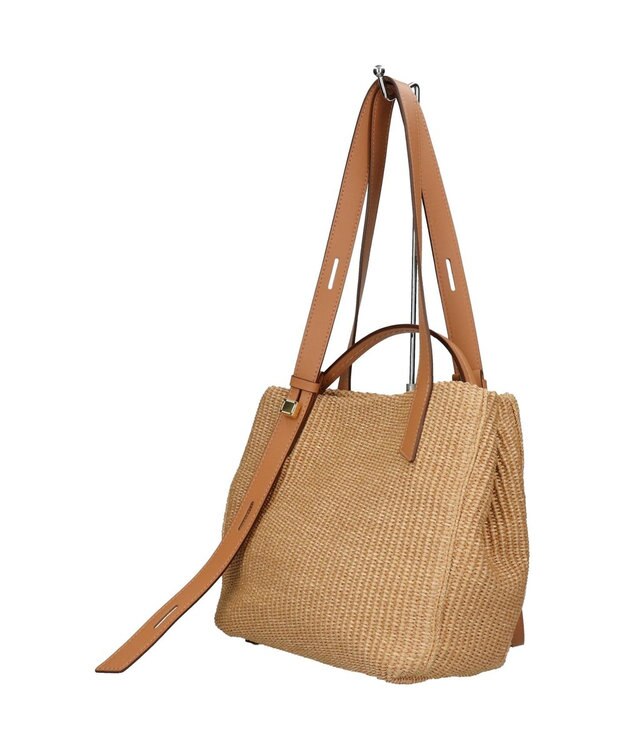 INTER-CHAUSSURES 【LORISTELLA】ラフィアデイリー トートバッグレザーハンドル ベージュコンビ