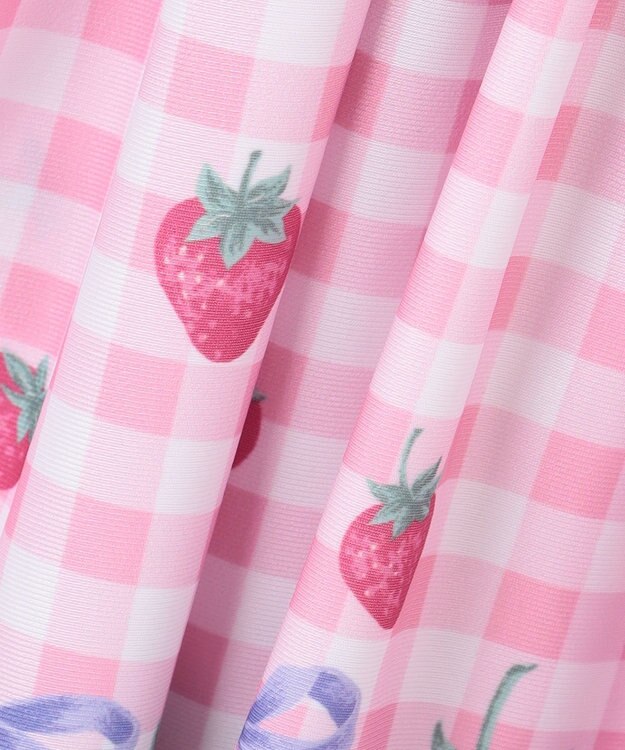ANY KIDS ギンガム×フルーツ ワンピース水着 ピンク×イチゴ