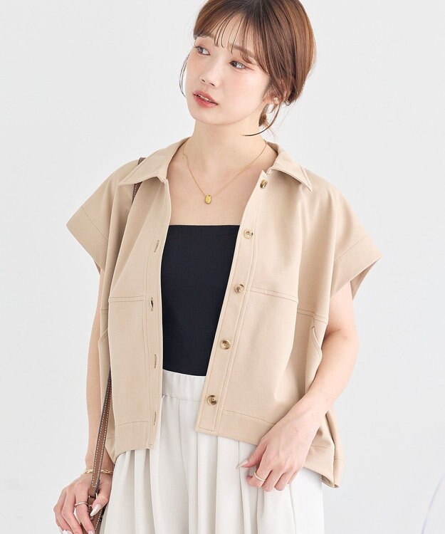 earth music&ecology コクーンフォルムシャツ Beige