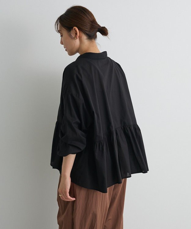 CRAFT STANDARD BOUTIQUE ペプラム長袖ブラウス Black