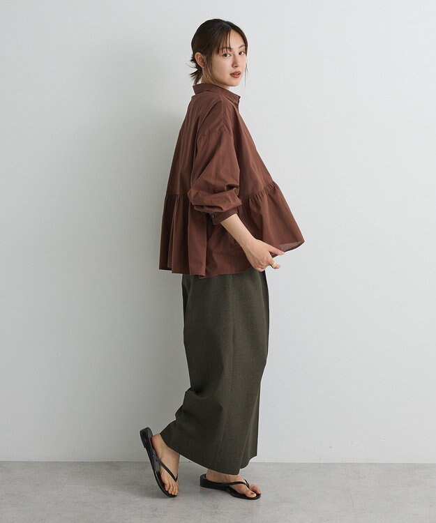 CRAFT STANDARD BOUTIQUE ペプラム長袖ブラウス Brown