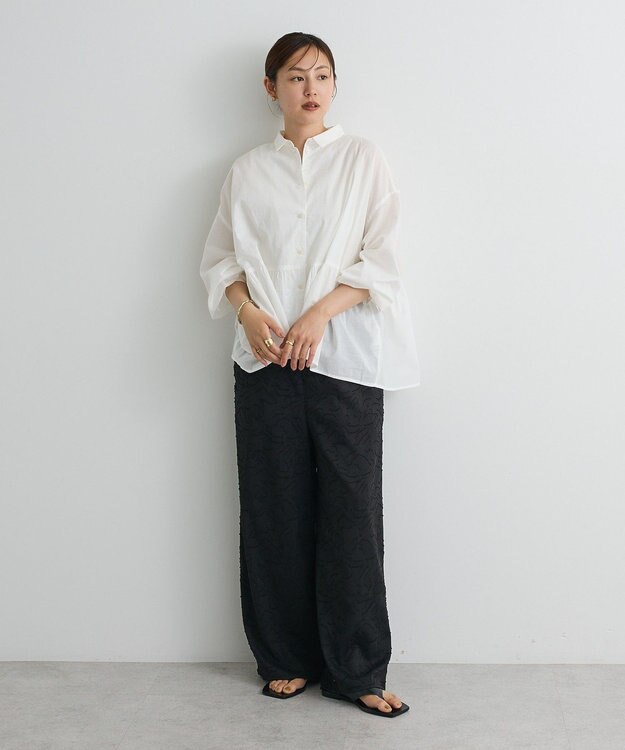 CRAFT STANDARD BOUTIQUE ペプラム長袖ブラウス Off White