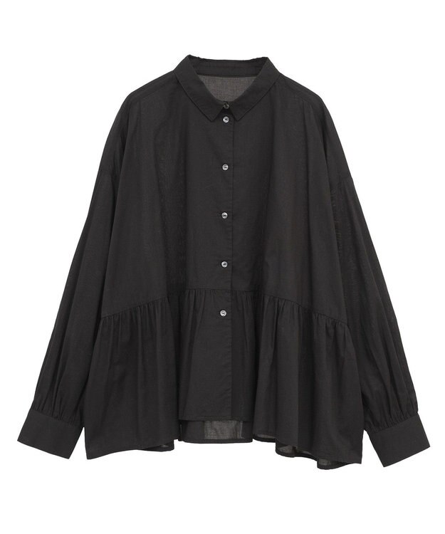 CRAFT STANDARD BOUTIQUE ペプラム長袖ブラウス Black