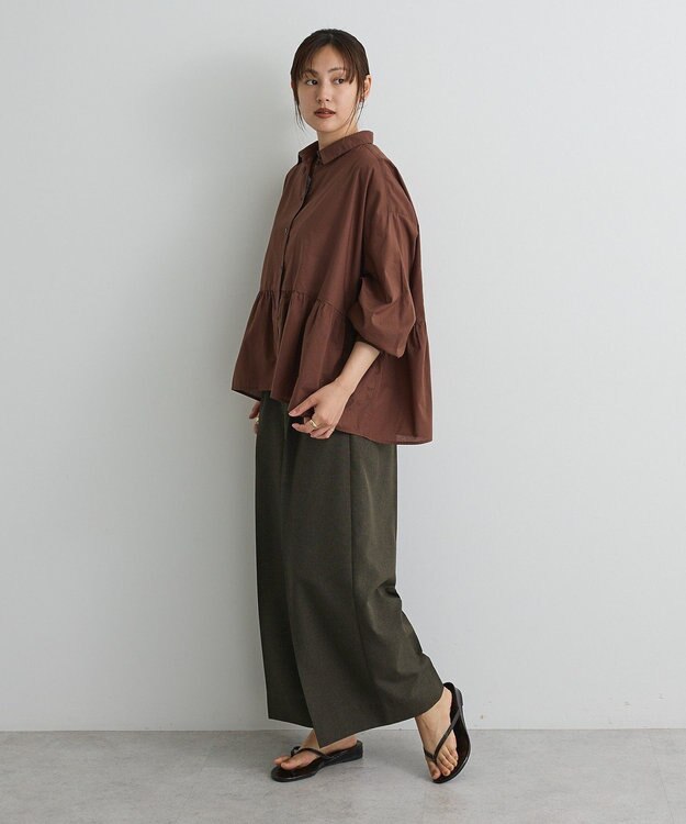 CRAFT STANDARD BOUTIQUE ペプラム長袖ブラウス Brown