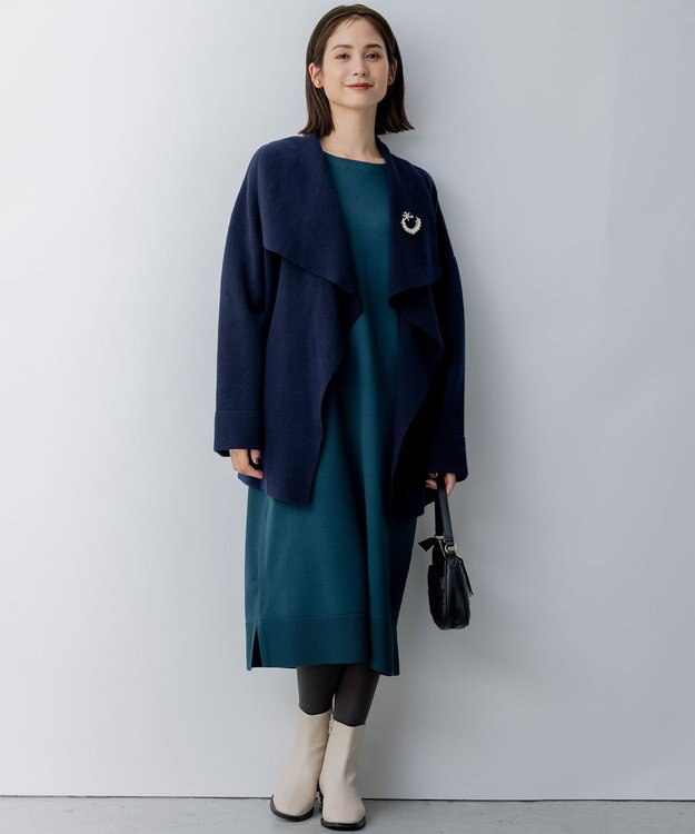 組曲 L 【WEB限定】コクーンシルエット ニットワンピース ダークグリーン系