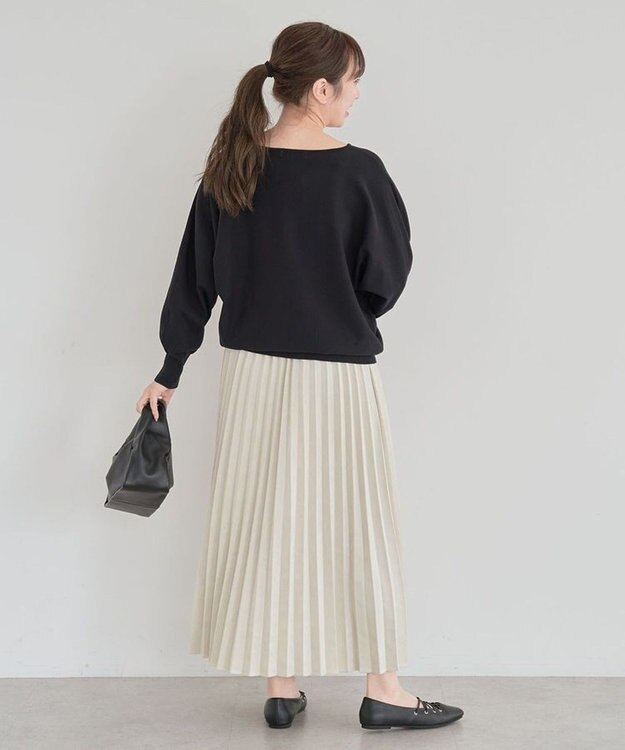 Green Parks 洗える　Ｖネックドルマンニットプルオーバー Black