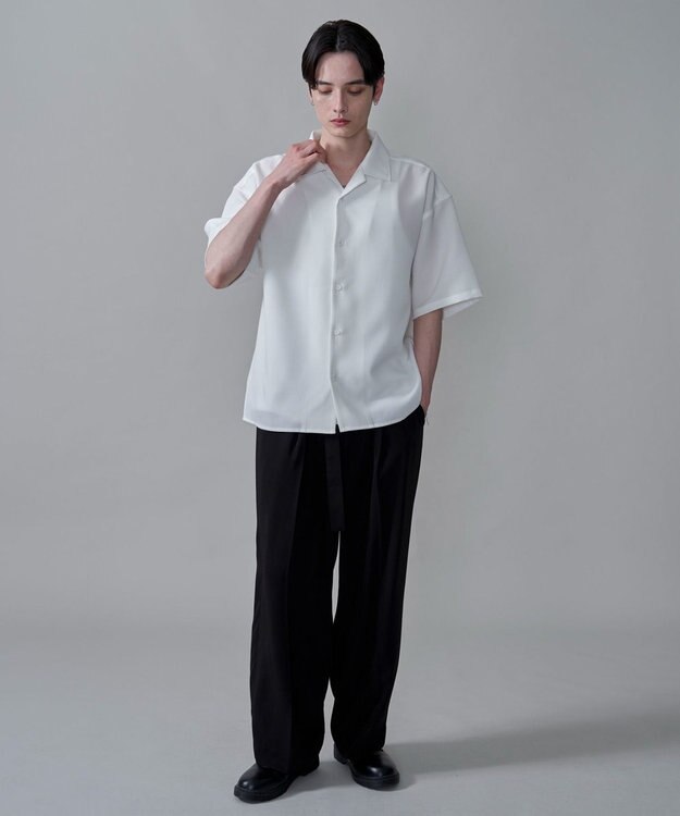 WEGO 【速乾/しわになりにくい/MLサイズ展開】ドライポリオープンカラーシャツ（SS） ホワイト