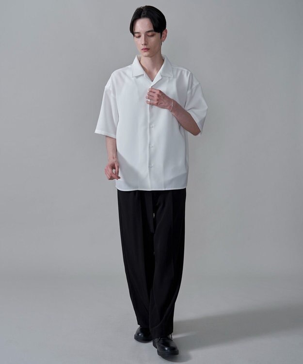 WEGO 【速乾/しわになりにくい/MLサイズ展開】ドライポリオープンカラーシャツ（SS） ホワイト