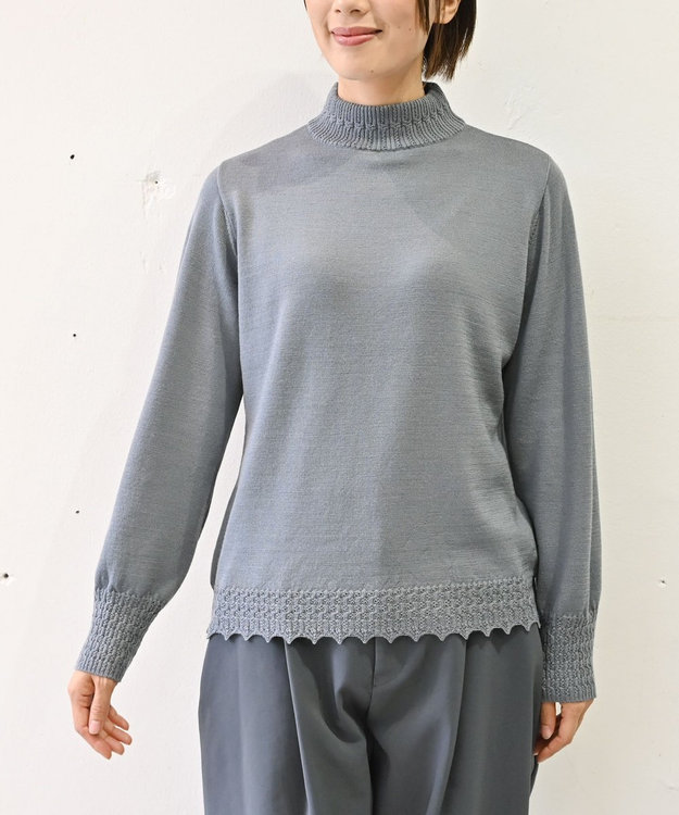 エクストラファインメリノウール〉〈洗えるニット〉レース編み