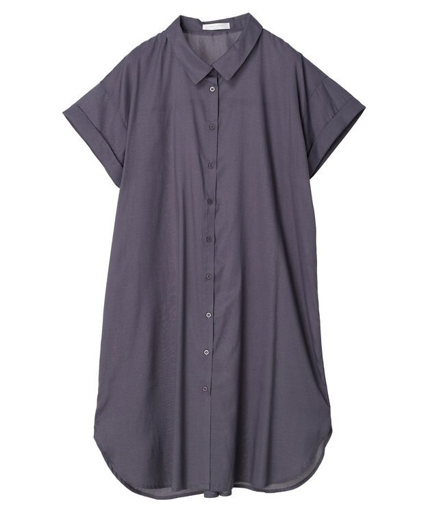 Green Parks ミディ丈半袖シャツワンピース Purple