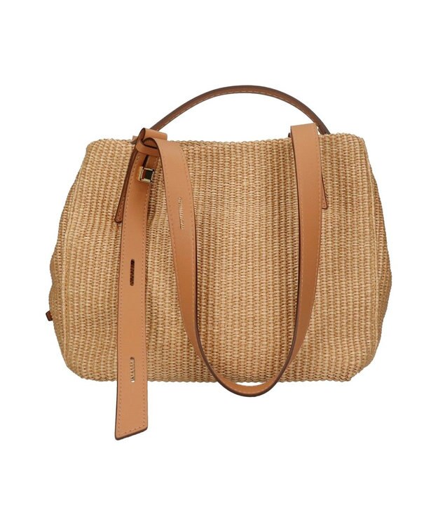 INTER-CHAUSSURES 【LORISTELLA】ラフィアデイリー トートバッグレザーハンドル ベージュコンビ