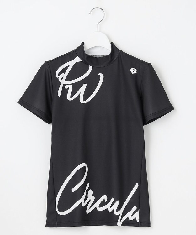 PW CIRCULUS 【吸水速乾 / 伸縮性抜群】【WOMEN】筆記体ロゴ COOLベンチレーションモック T ブラック系