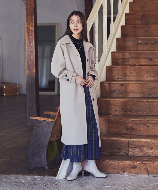 earth music&ecology 2WAYカラーロングコート ベージュ