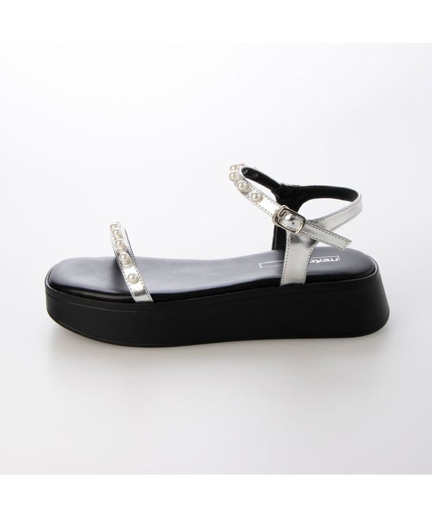 MODE ET JACOMO <noyau>パールデザイン厚底スポーツサンダル シルバー