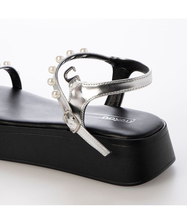 MODE ET JACOMO <noyau>パールデザイン厚底スポーツサンダル シルバー