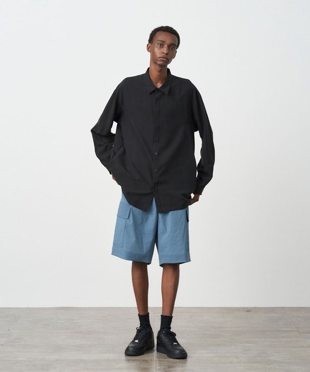 ATON KYOTO TSURIZOME SILK | オーバーサイズシャツ - UNISEX CHARCOAL GRAY