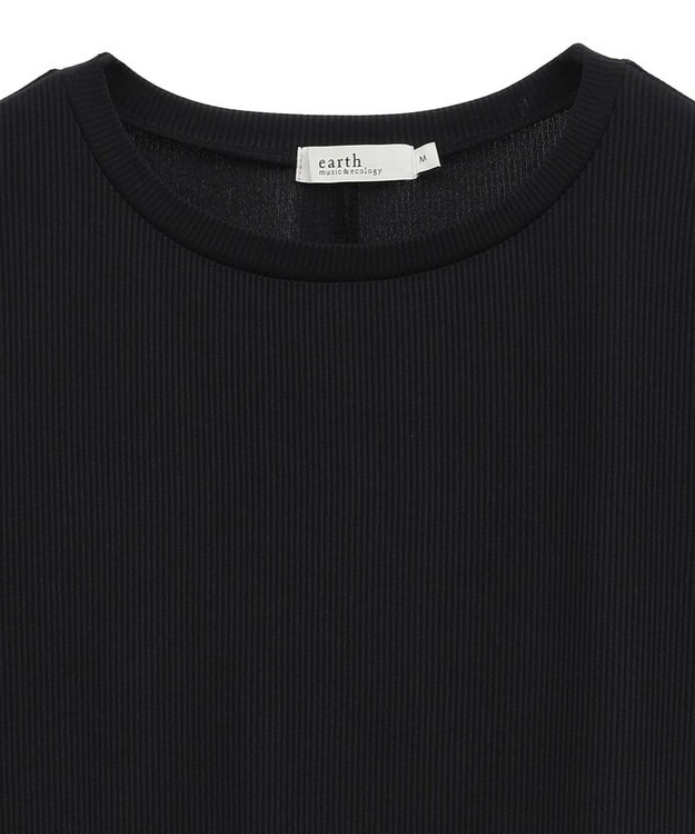 earth music&ecology フリルスリーブリブプルオーバー Black