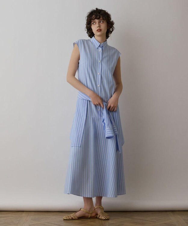 GRACE CONTINENTAL ストライプシャツワンピース ブルー