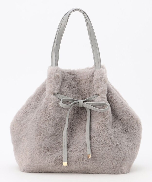 ANY SIS 【2WAY】フェイクファーリボン バッグ ライトグレー