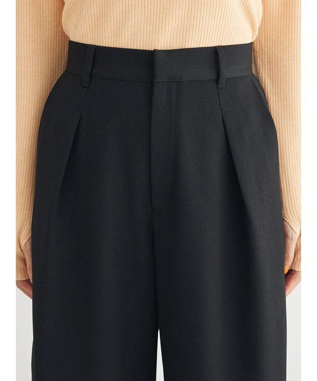 Green Parks ワンタックカーヴィーパンツ Black