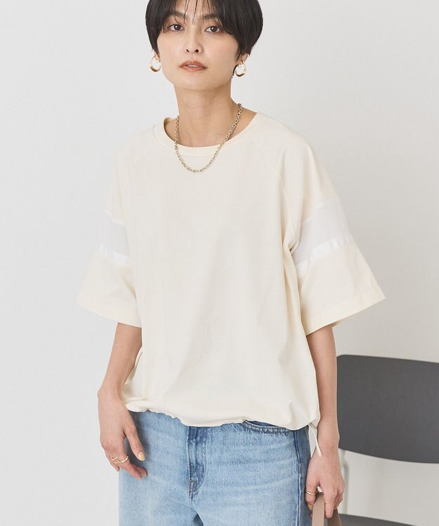 AMERICAN HOLIC 異素材ラインプルオーバー Off White