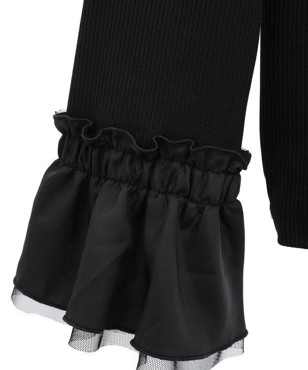 earth music&ecology フリルスリーブリブプルオーバー Black