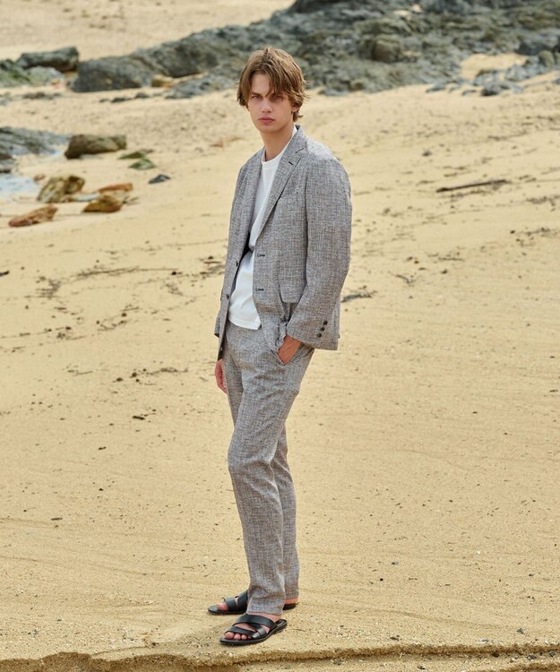 JOSEPH ABBOUD 清涼感【ウエストも伸びる!/弱撥水/イージーケア/軽量/ストレッチ】クールピケ パンツ ライトグレー系