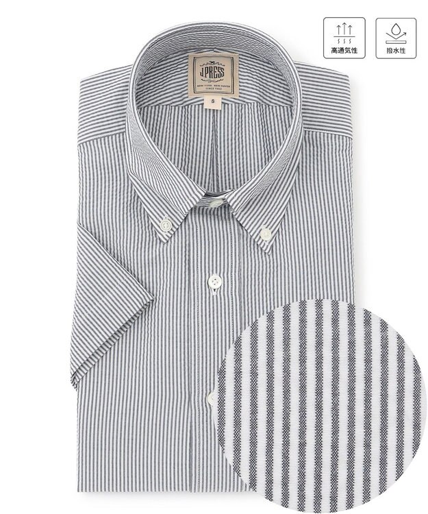 J.PRESS MEN 快適さ◎【高通気性 / 軽量 / ノンアイロン / 撥水】【BEAT HEAT SYSTEM】半袖シャツ / B.D. ネイビー系1