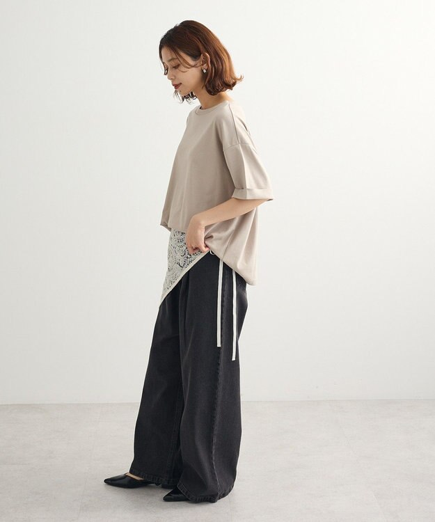 Green Parks ・ｓｗｉｎｇ　ｂｙ　シルケットオーバーサイズＴＥＥ Gray Beige