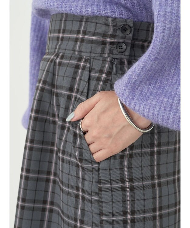 earth music&ecology チェックナロースカート Check Gray