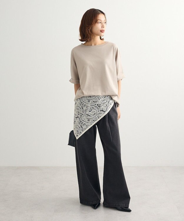 Green Parks ・ｓｗｉｎｇ　ｂｙ　シルケットオーバーサイズＴＥＥ Gray Beige